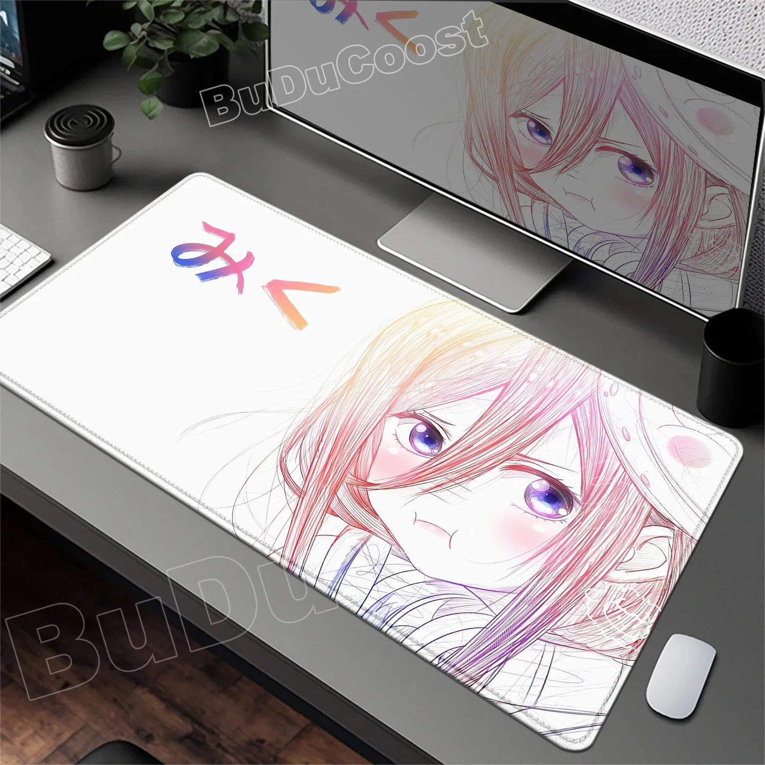 Art Line Drawing Miku Nakano Mousepads Pretty Girl Mouse Pad Anime The Quintessential Quintuplets XXL Computer Keyboard Desk Mat