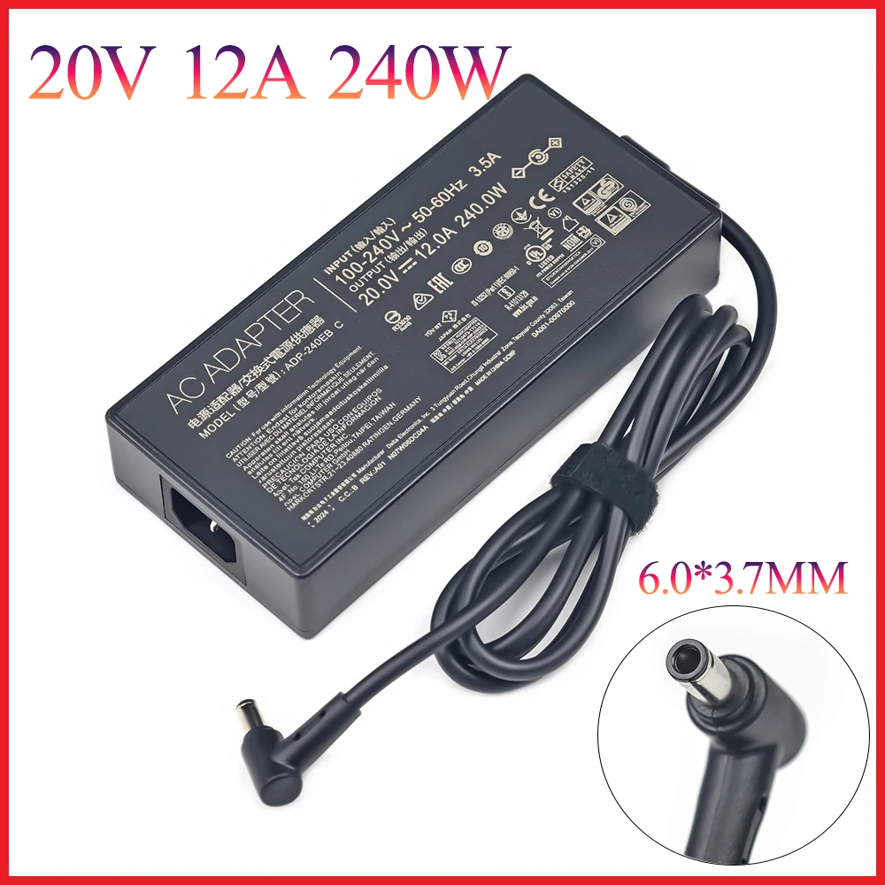 

New 20V 12A 240W AC Adapter Laptop Charger For ASUS ROG 15 GX550LXS RTX2080 Power Supply ADP-240EB B 6.0 X 3.7mm G17 G713IM