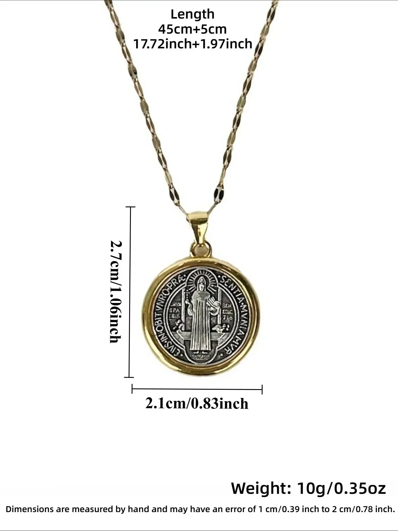 Vintage Saint Benedict Round Pendant Stainless Steel Faith Necklace for Men Women, Unisex, Fashion Casual Versatile Prayer Jewelry, Exquisite Jewelry Gift