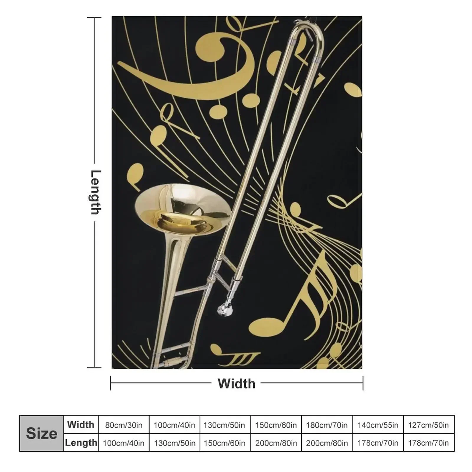 Trombone And Music Note Throw Blanket Fashion Sofas Cute Decorative Sofa Soft warm for winter Summer Blankets