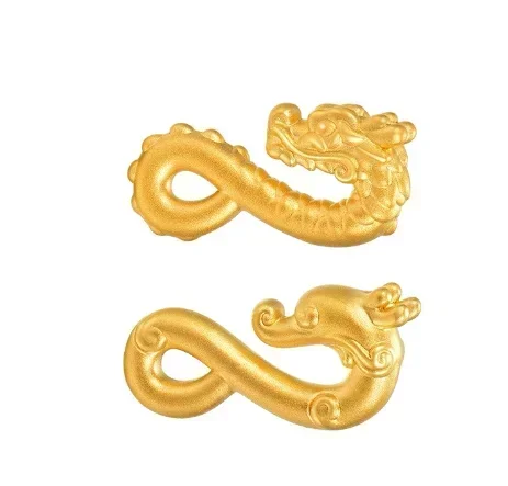 

2024 new arrival 24k pure gold dragon charms 999 real gold dragon hook fine gold charms bracelet