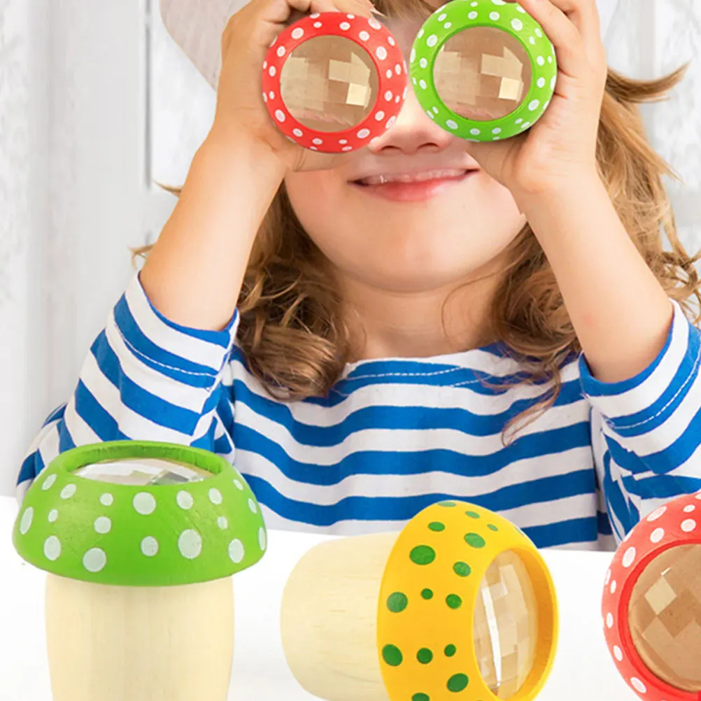 

2 PCS Woody Mushroom Kaleidoscope Novelty Head Matching Kaleidoscopes Kit for Kids Wooden Baby Stuff
