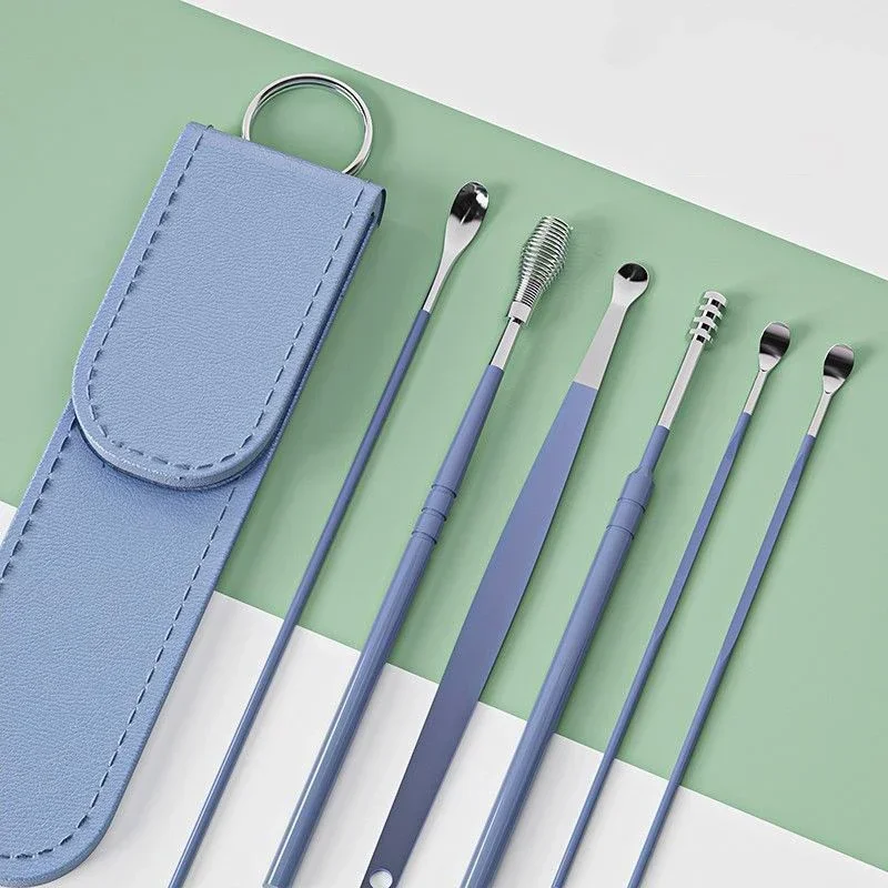 for Adults Kids Cleaner Wax Care Cleaning Ear Kit Removal Pick Set Stainless Steel Ear Tool 6Pcs Kit Reusable Ear Health