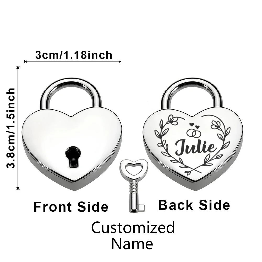 1PC Fashion Customized Name Couple Wishing Lock For Jewelry Box Small Wooden Box view 3