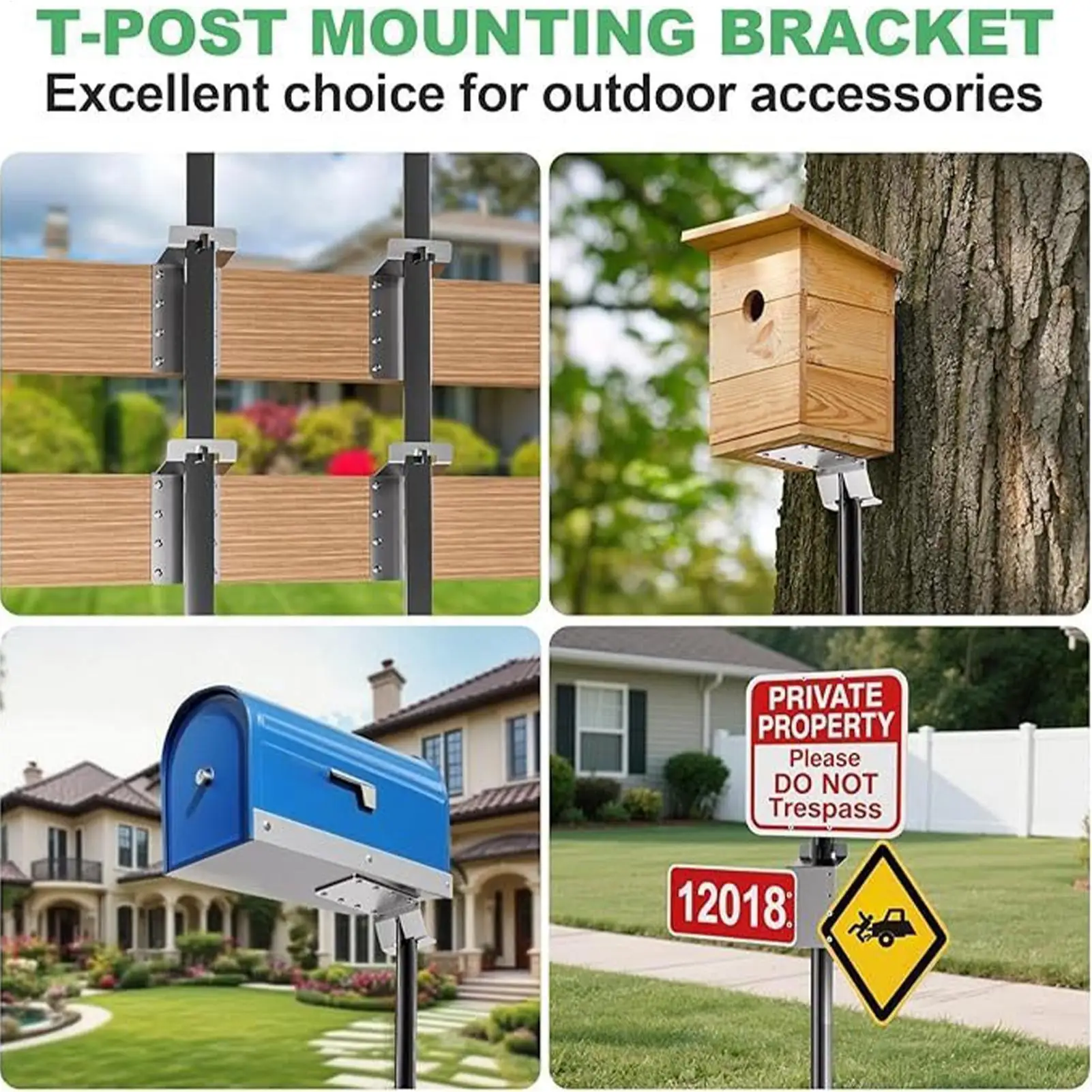 T Post Mount Bracket Iron Adjustable Portable Long-Lasting Mailboxes Post Mount Bracket For Outdoor Backyard Porch Signs