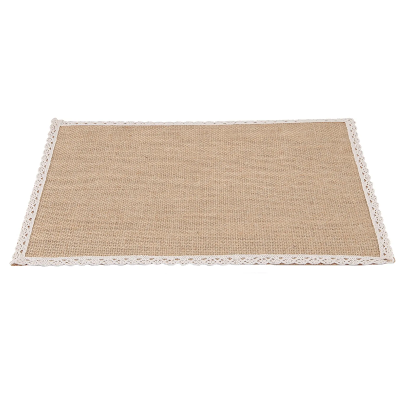ABVT-24Pcs Linen Table Mat Lace Placemat Set Natural Jute Woven Tableware Mat Wedding Party Decoration