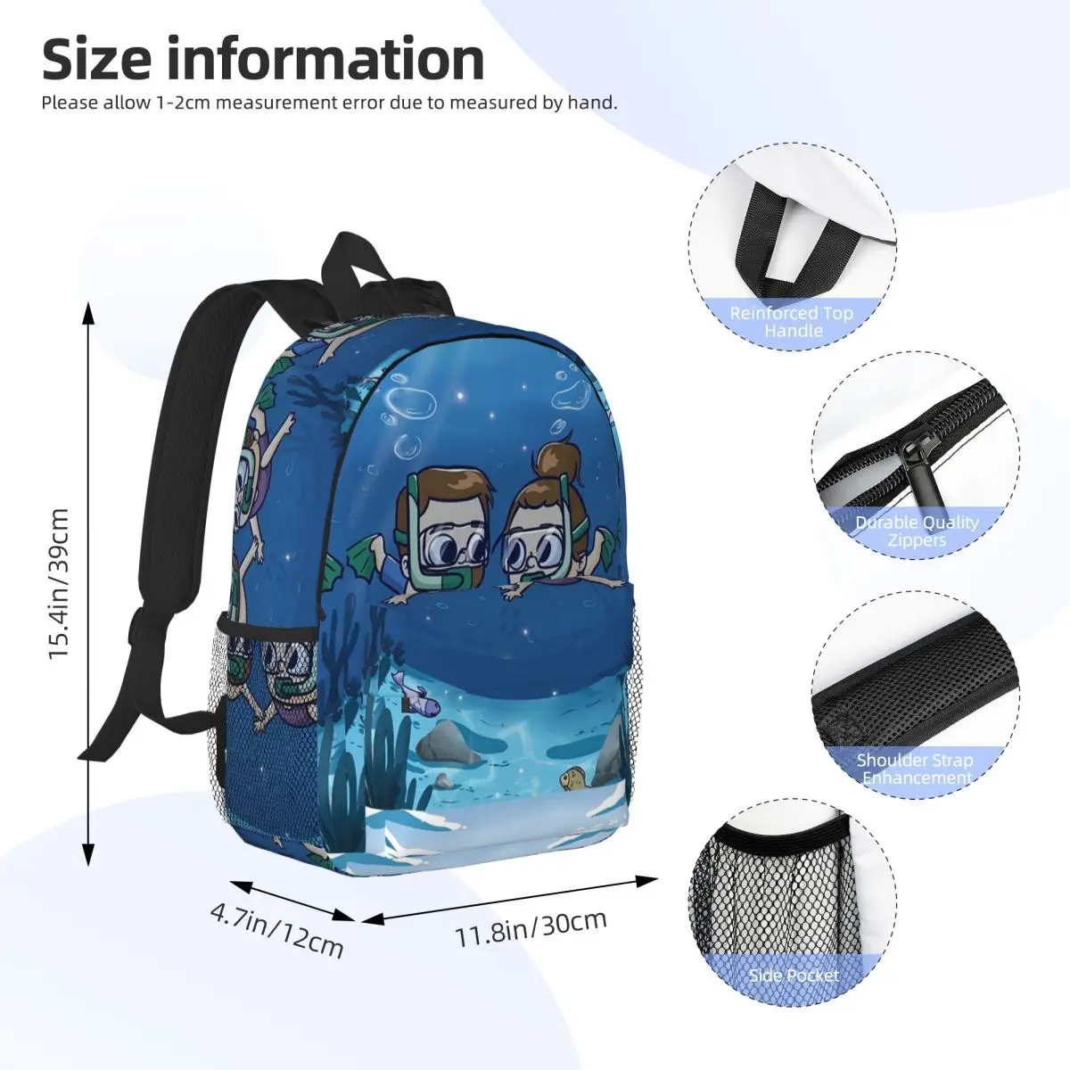 Under Water Couple - Pibubear Backpack Student Boys Girls BookBag Men Women School Bag Laptop Shoulder Bags