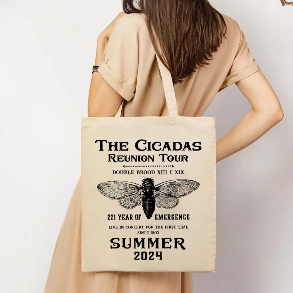 Cicada-حقيبة يد قماشية للطوارئ للنساء ، حقيبة يد ، عاشق الطبيعة ، الزيز المضحك ، حشرات الحفلات الموسيقية ، Y2K ، حقيبة يد ،