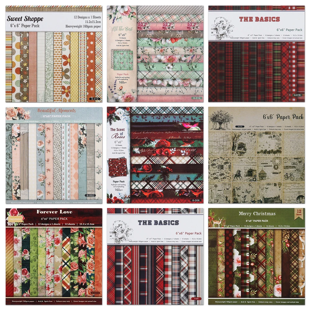 Almohadillas de papel de fondo para álbum de recortes, paquete de papel de diario de chatarra Retro, arte artesanal hecho a mano, 12 hojas, 6x6 pulgadas