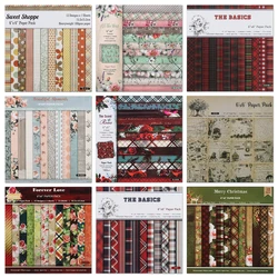 12Sheets Vintage Background Printed Scrapbooking Background Paper Pads Retro Junk Journal Paper Pack Art Handmade Craft 6X6Inch