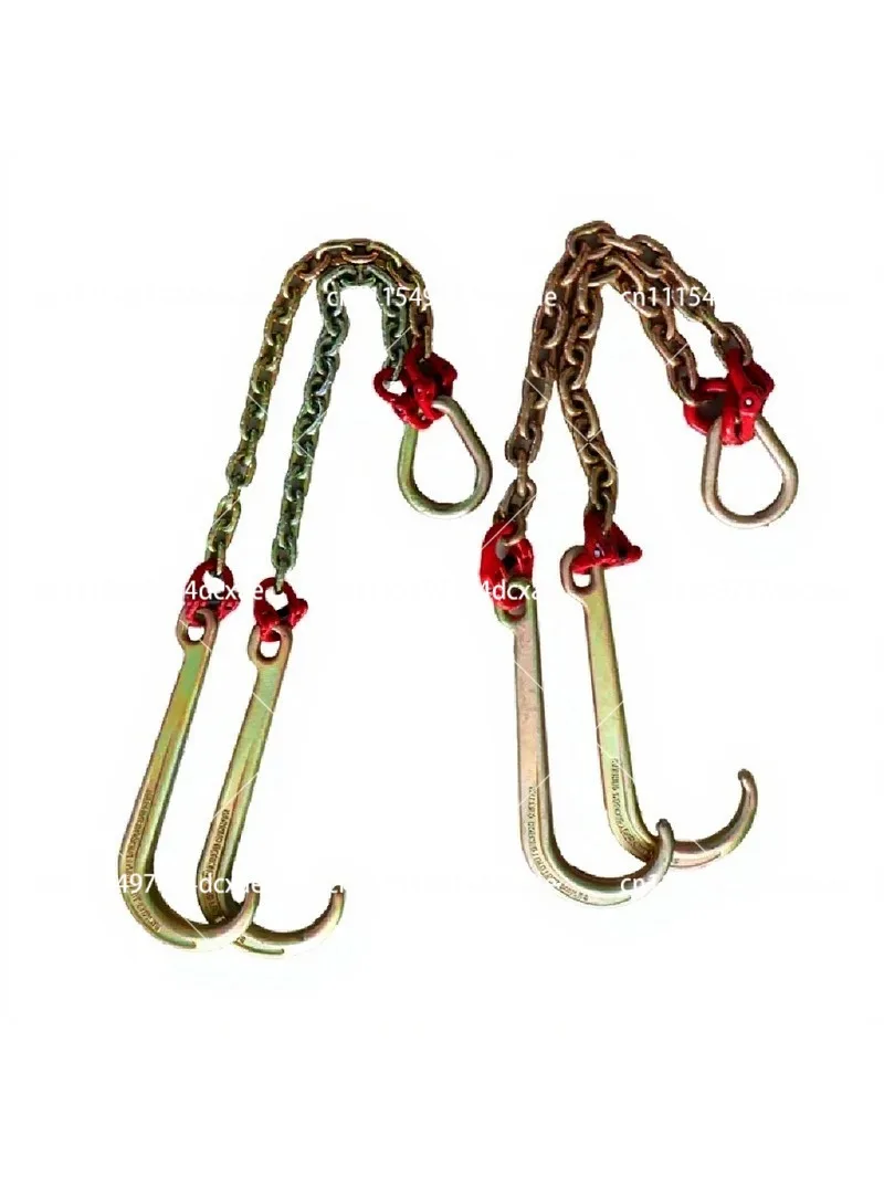 4T 5T Trailer Towing Chain J-Hook Flatbed Truck Transport Car Haul Double Chain Tow Hook Parts