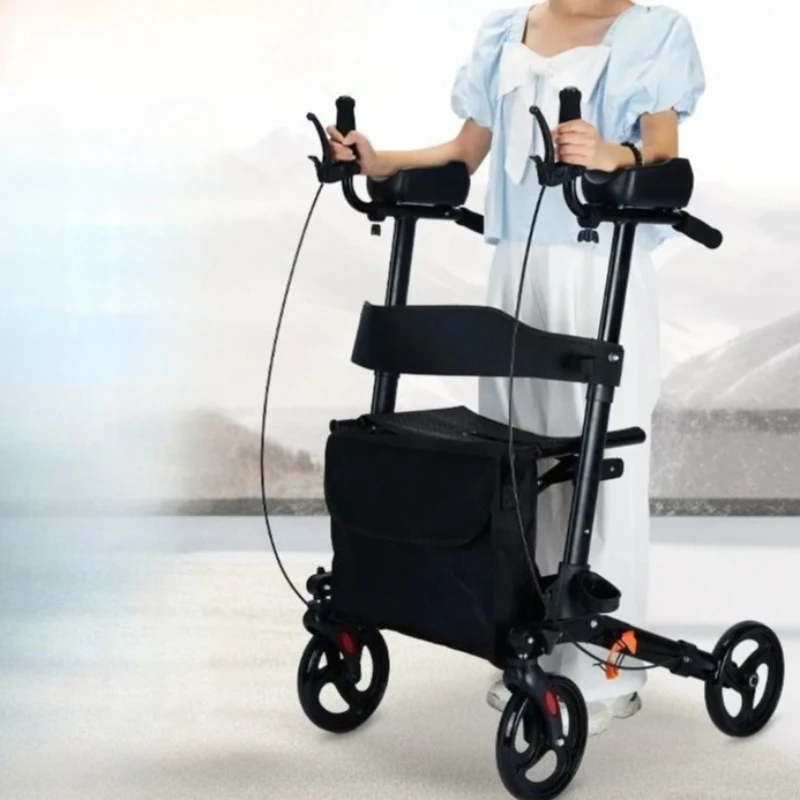 Mobility Rollator Walkers for Elderly Rehabilitation Anti-Fall Adjustable Folding Walking Rollator Cart with Arm Support Walker