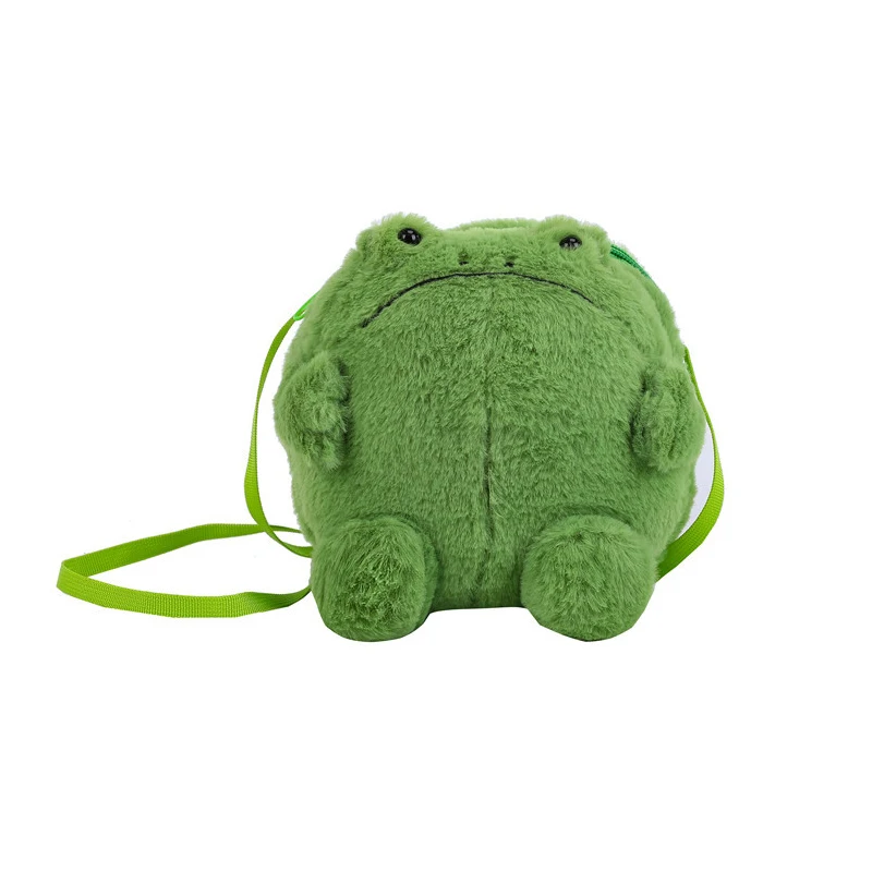 Sac à Bandoulière en Peluche à Motif de Grenouille Verte pour Femme, Sacoche Décontractée, Décoration, Porte-monnaie pour Téléphone