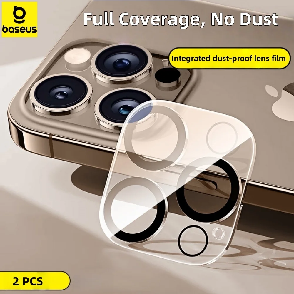 

Baseus 2Pcs Camera Lens Protector for iPhone 16 Pro & 16 Pro Max Lens Tempered Glass HD Clear Protection Film Easy Installation