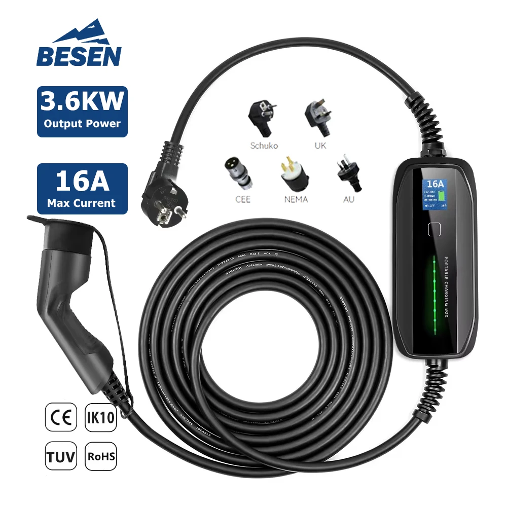 

10 16A SAE J1772 Type 1 Portable EV Charging Level 2 Electric Vehicle Charger