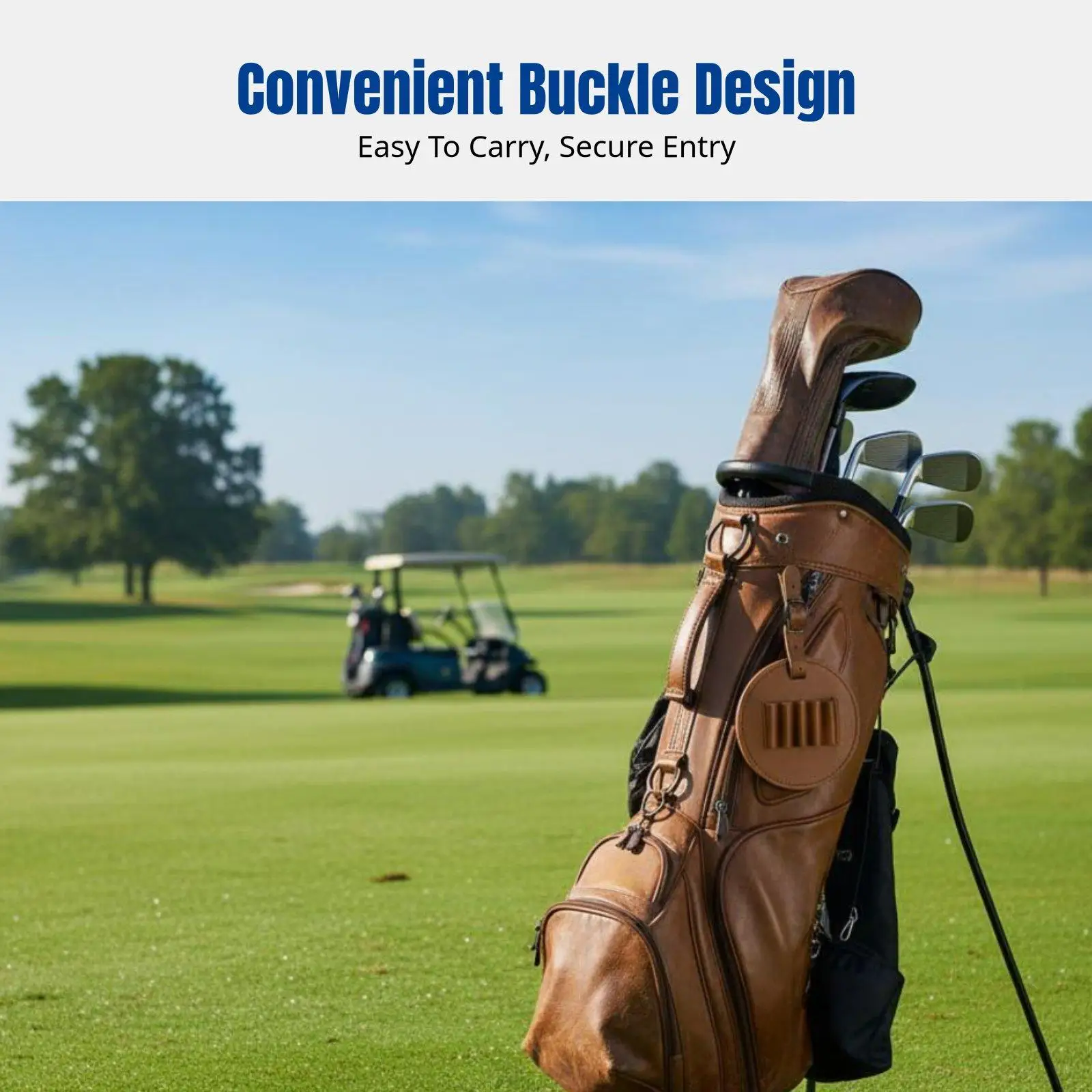 Golf Tee Holder PU Leather with Sturdy Hook for Golf Bag or Belt Portable Golf Gift for Business Men