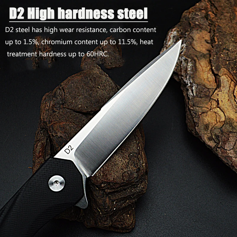 Foldable blade portable D2 steel small knife outdoor folding knife sharp and high-hardness survival knife pocket knife
