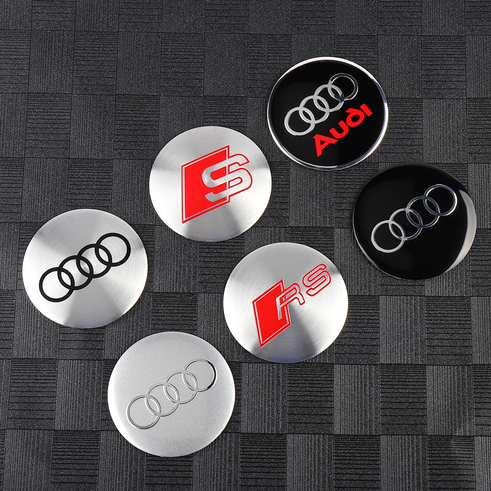 4pcs 56/65mm Car Wheel Center Hub Stickers 60/68mm Car Wheel Center Hub Caps For Audi S RS A3 A4 A1 Auto Decoration Accessories