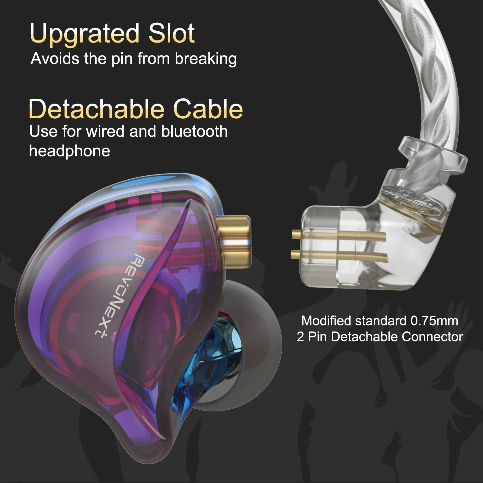 RevoNext RH-212 IEMs HIFI Wired in Ear Earphone Dual Magnetic dynamic Monitors Headphones for Musicians Drummers Earbuds Singers