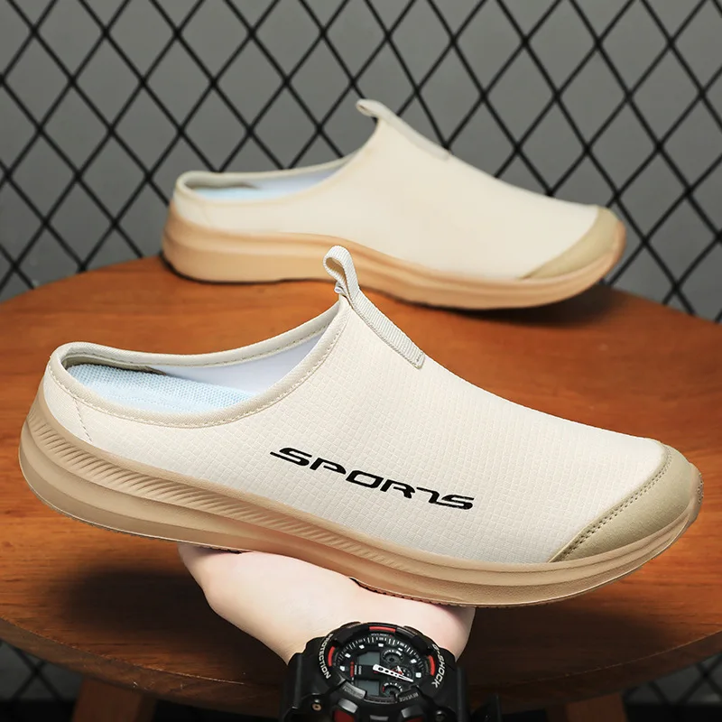 

Men's shoes, half-slippers, breathable and comfortable for summer outdoor use, one-foot lazy shoes, and flip-flops
