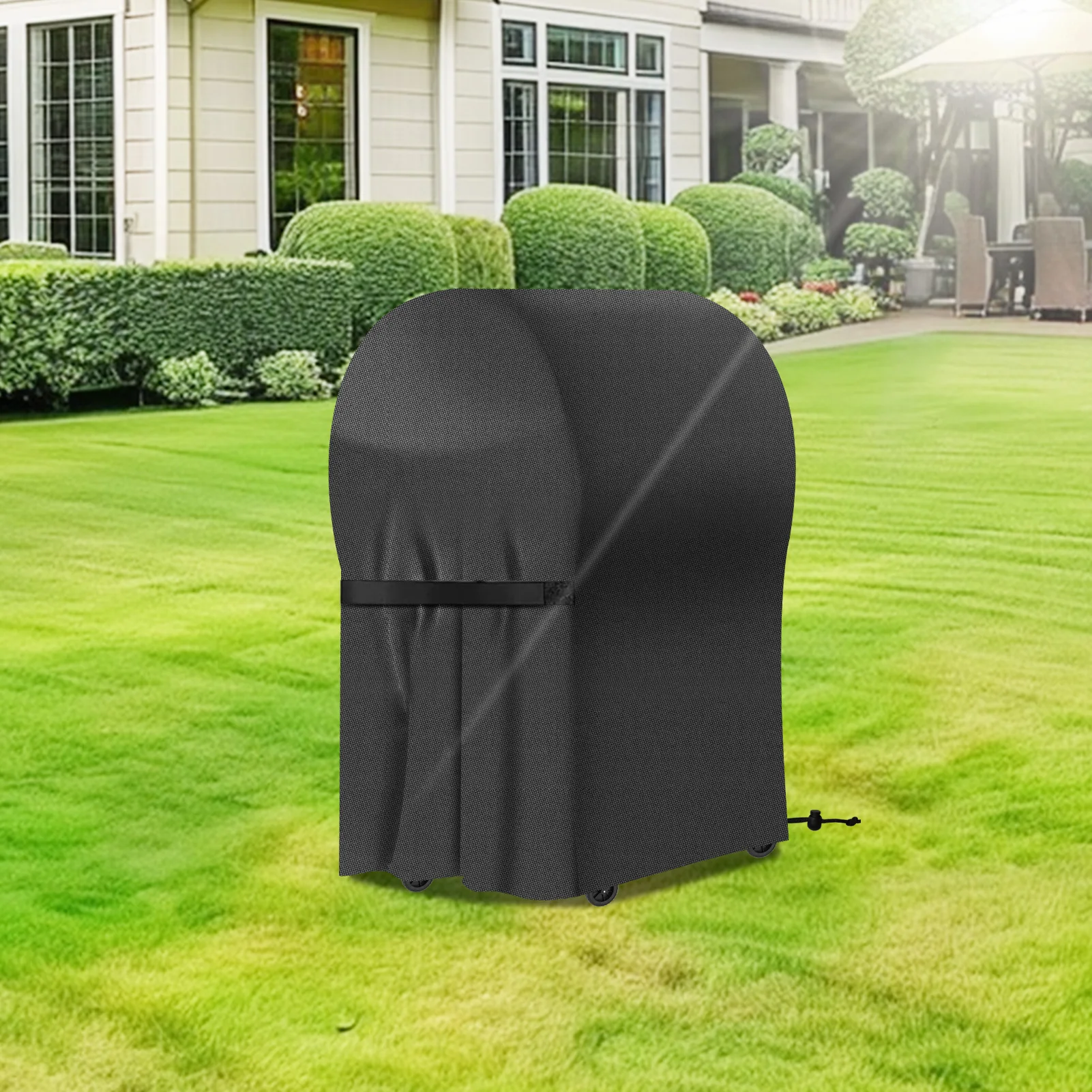 4 Style Large Grill Cover Rip-Proof Garden Waterproof BBQ Gas Furniture Covers Anti-UV Fade Resistant Adjustable Cover Black