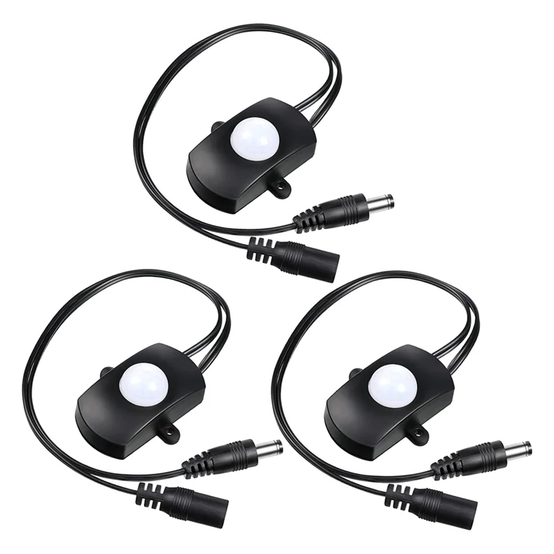ABZW 3Pcs DC 5V-24V 5A PIR Motion Activated Sensor Light Switch Occupancy Motion Sensor With DC Coupler Cable For Party