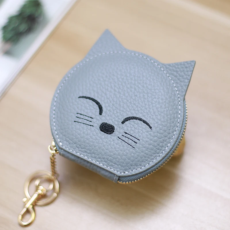 Creative Cartoon Genuine Leather Pendant Key Bag Creative Card Bag Leather Purse Zipper Hand Wring Lipstick CoinPurse