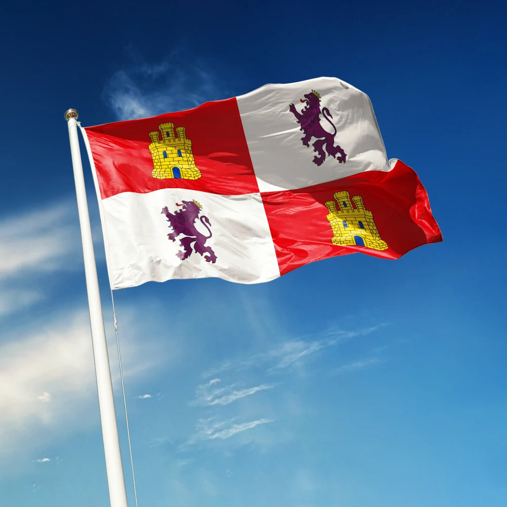 3x5 Ft Castile and León Flag Vivid Color and Fade proof a Autonomous communities of Spain Flags Polyester with Brass Grommets