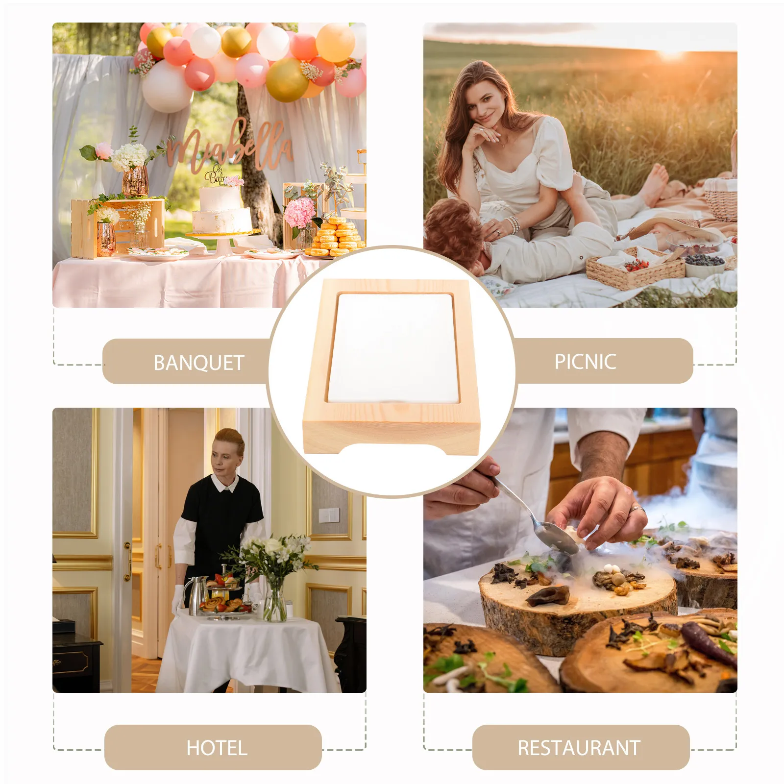 

Деревянный поднос для суши и морепродуктов с изоляцией для сохранения свежести, элегантный, долговечный, для подачи салмоновых блюд