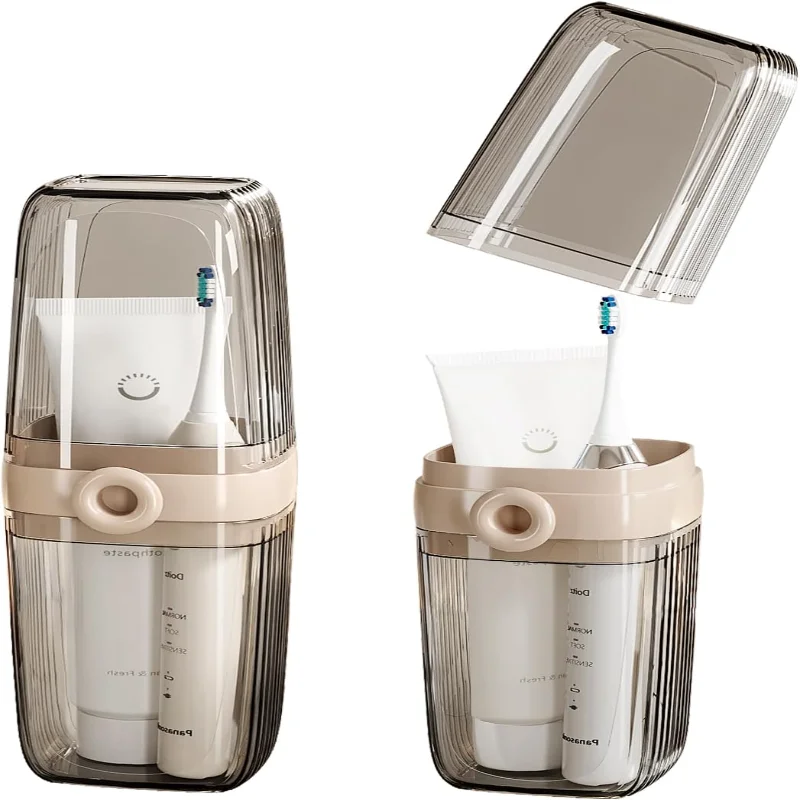 

Toothbrush Travel Case, 2 in 1 Toothbrush Holder and Rinse Cup, Large Capacity Toothbrush Cup with Cover, Portable Travel Toothb