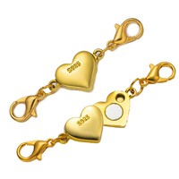 5pcs Heart Magnetic Necklace Clasps Closures Jewelry Locking Chain Extender Helper Converter for DIY Necklaces Bracelets Making
