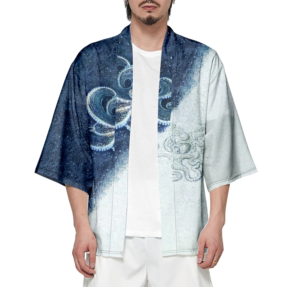 Japanese Kimono Cardigan Men Shirt Asian Streetwear Robe Harakuju Samurai Costume Haori Yukata