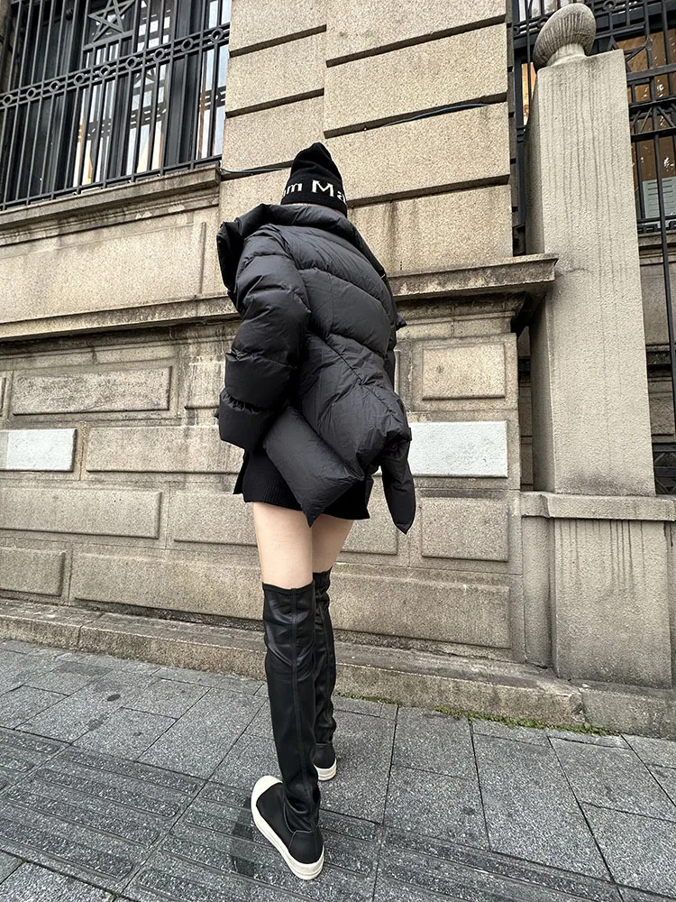 High Street Duck Down Jacket Women's Autumn and Winter Coat New Product Hite Duck Down Fluffy High Neck Tailcoat Down Coats