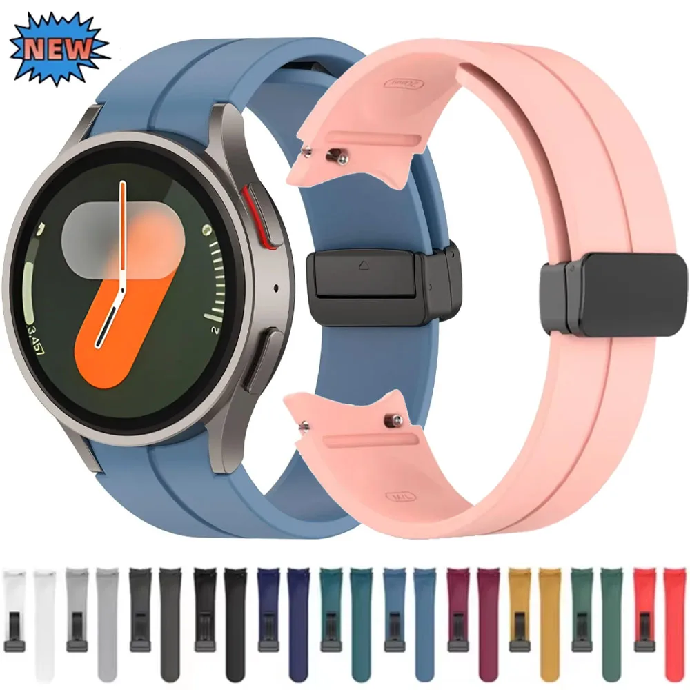 Original Silikonarmband für Samsung Galaxy Watch 7 6 5 4 FE 44 mm 40 mm Sport Magnetarmband Uhr 6/4 Classic 5 Pro Armband