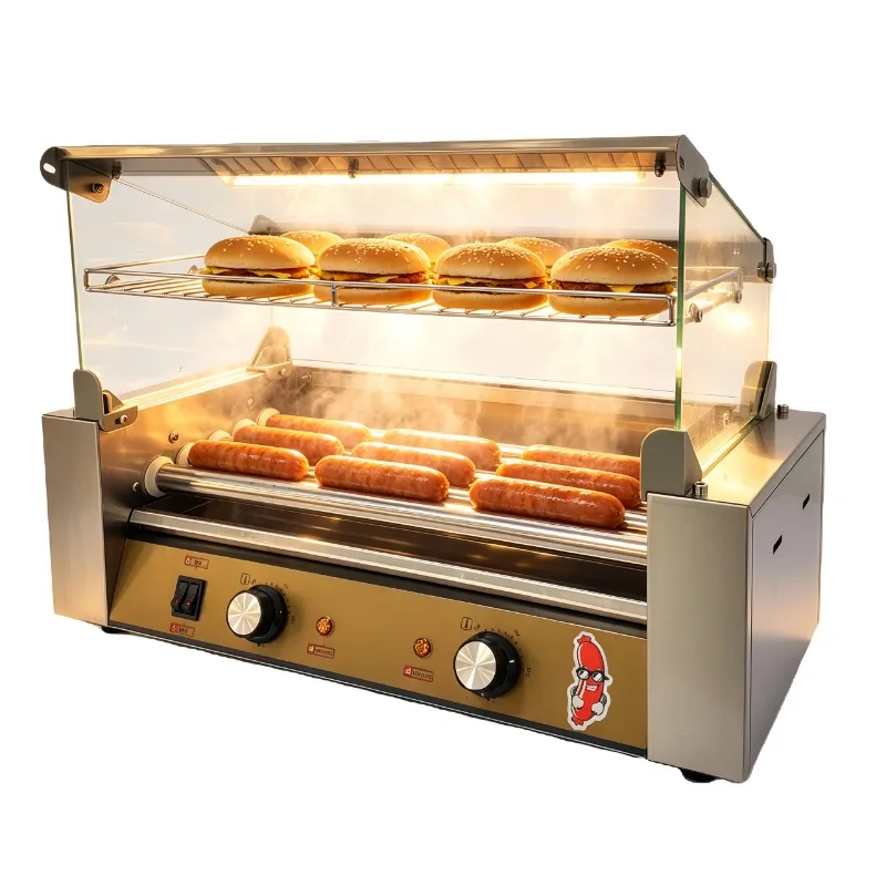 Commercial electric hot dog grill stainless steel hot dog machine, suitable for supermarket retail store catering services