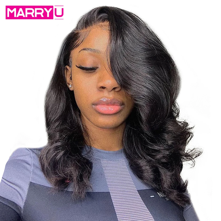 MARRYU Body Wave Bob วิกผมธรรมชาติสี Peruvian Body Wave วิกผม13x 4ลูกไม้ด้านหน้าเส้นผมมนุษย์วิกผมผู้หญิงลูกไม้4X4ปิดวิกผม