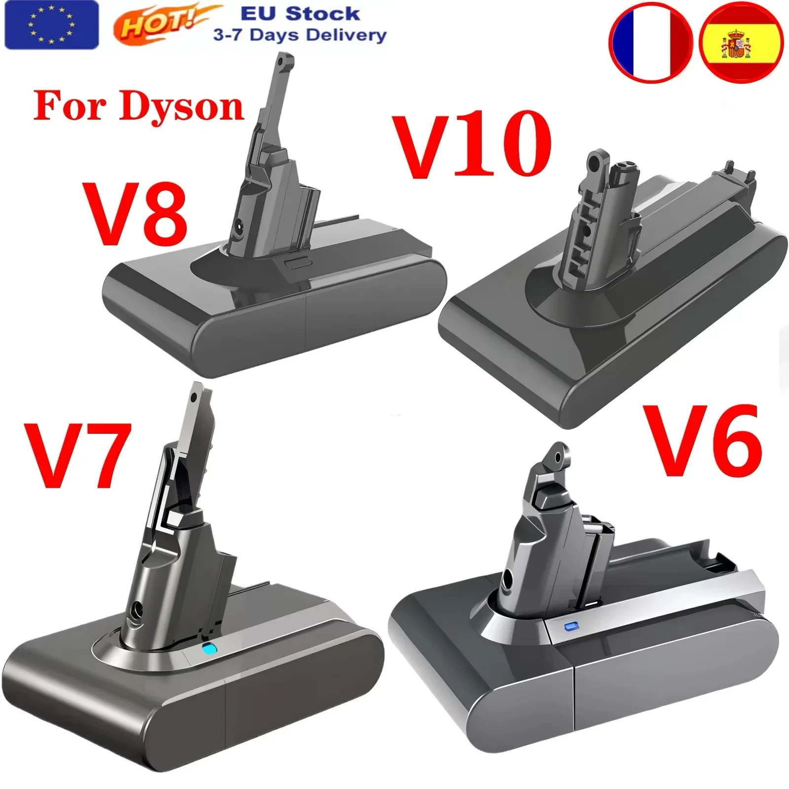 Batterie d'aspirateur pour Dyson V6 V7 V8 V10 Series SV07 SV09 SV10 SV12 DC62 Absolute Fluffy Animal Pro Rechargeable