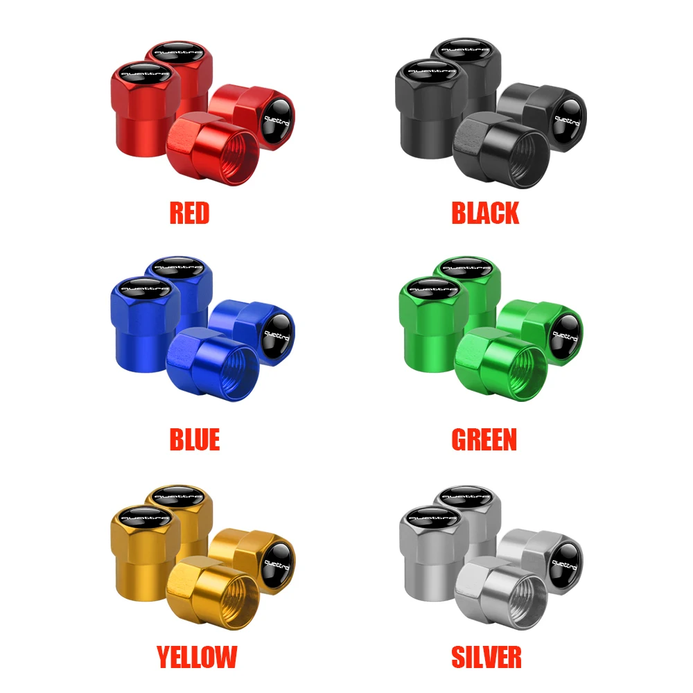 4pcs Aluminum Car Wheel Tire Valve Caps Stem Case Covers Decoation Accessories For Audi OOOO SLINE RS S TT QUATTRO Emblem Badge