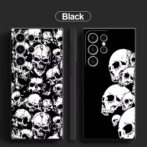 Skeleton Skull Phone Case for Samsung Galaxy S25 S24 23 S22 Plus S21 S20 Ultra S20 S24 S23 S21 FE Black Soft case