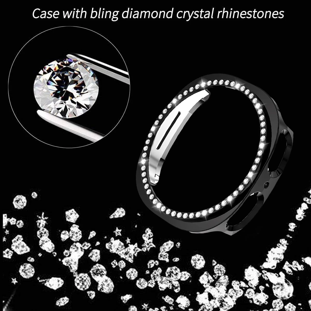 Diamant-Uhrengehäuse für Samsung Galaxy Watch 9/8 40 mm 44 mm, Zubehör ohne gehärtetes Glas, modische Schutzhülle für Damen – Detail 2