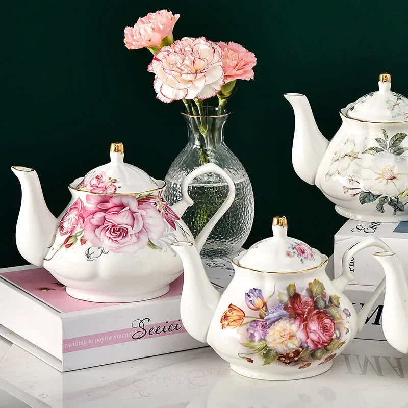 400ML European Bone China Teapot English Afternoon Tea Set High-Grade Porcelain Coffee Pot Heat Resistant Kettle