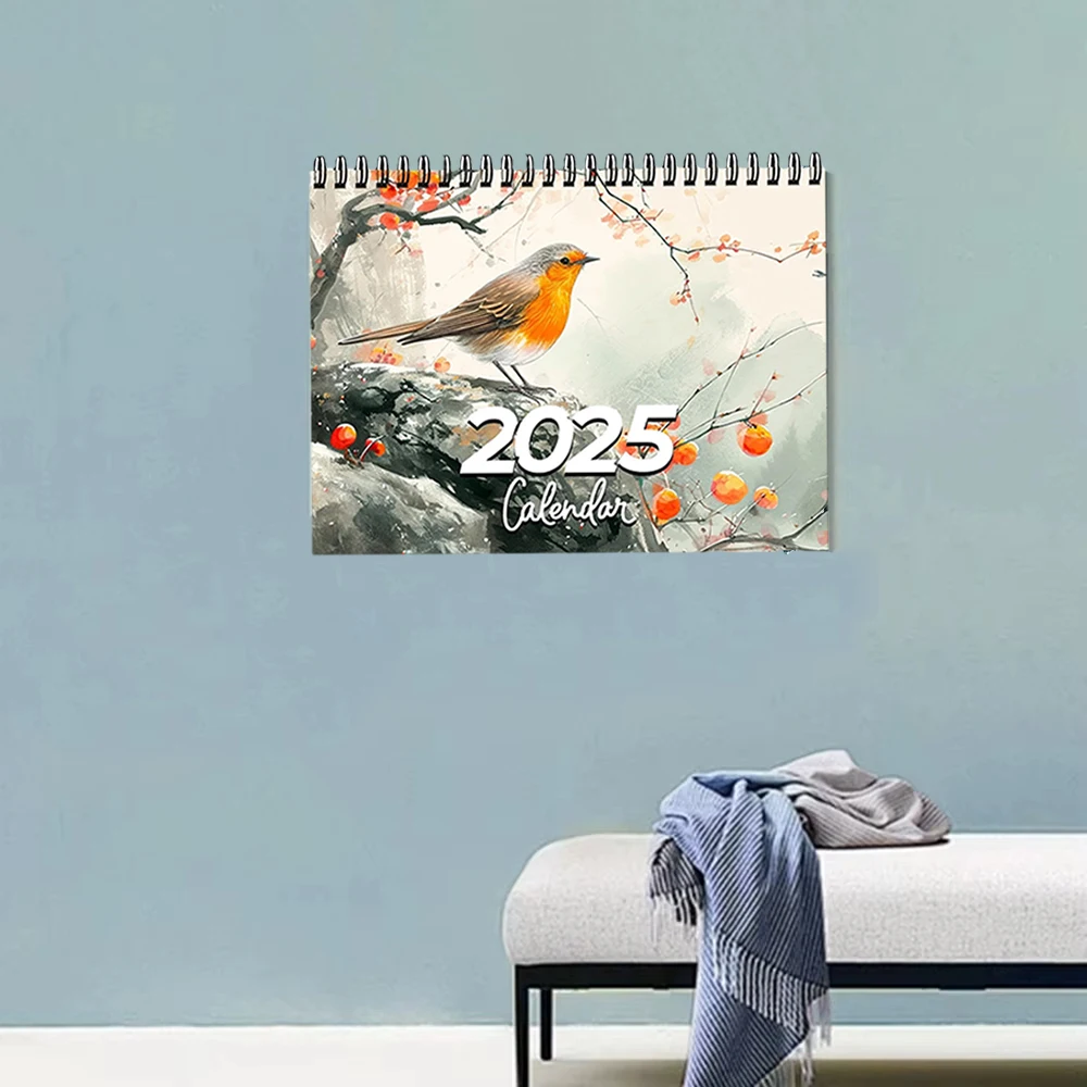 Kalender mit Vogelmotto 2025, Wandkalender, monatlicher/wöchentlicher Planer für Vogelliebhaber, für Schlafzimmer, Arbeitszimmer, Küche, Garten, Vogelkalender