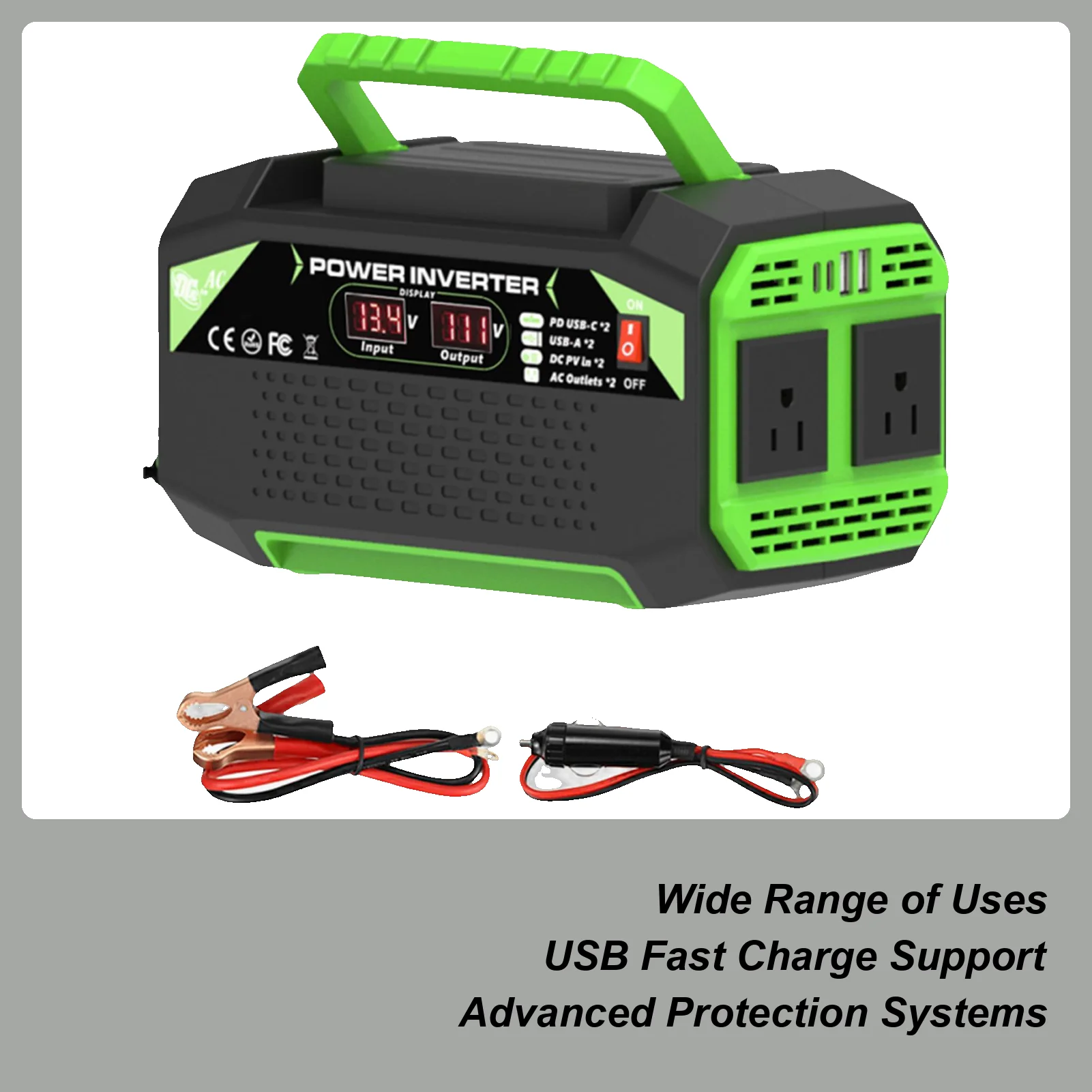 

Car Inverter DC 12V To 220V/110V Car Charger Converter Digital Display Plug Outlet With 4 USB Ports Fast Charging Auto