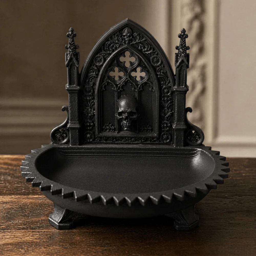 3D Carved Gothic Storage Organizer Tray Skull Design Elegant Desktop Decoration Dark Retro Multifunctional Jewelry Display Tray