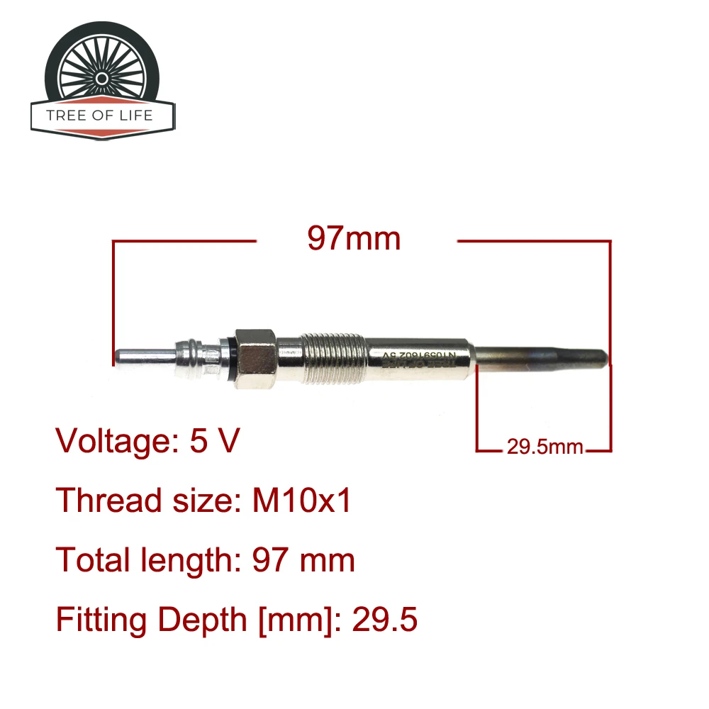 4x 5V Dual Core Heater Glow Plugs For SEAT ALTEA XL IBIZA IV LEON TOLEDO III 1.9 2.0 TDI N10591603 0 250 402 005