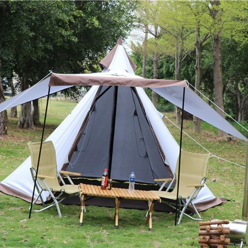 Simple Pattern Indian Pyramid with Middle Pillar Tent for Sunshade and Sun Protection Single & Double Layer Rainproof Spire Tent