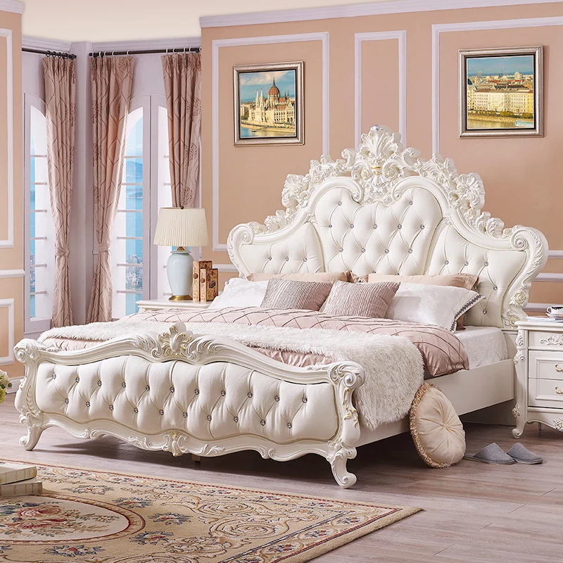 

Cream Princess Bed European Designer Simple Confortable Master Bedroom Bed Minimalist Fashionable Create Muebles Home Furniture