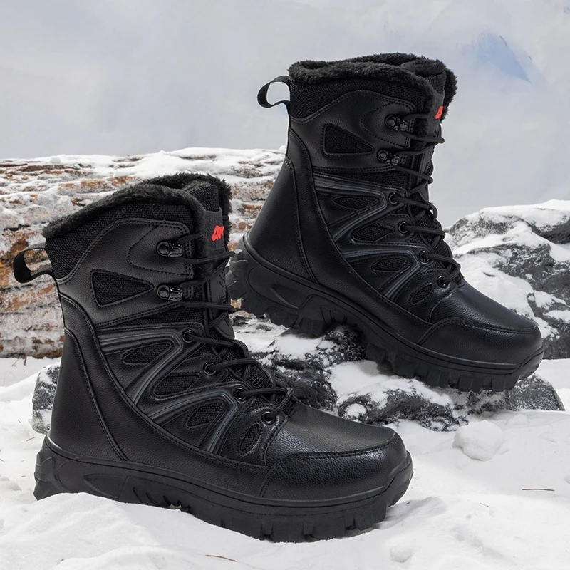 

Winter Warm Outdoor Boots Mens Brand Designer Trekking Boots Men With Fur Gym Hiking Shoes For Man Non-Slip Mountain Shoes