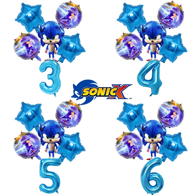 

Soniced Boys Birthday Party Balloons Anime Cartoon Digital Balloon Sets Baby Shower Children Birthday Party Decorations Supplies