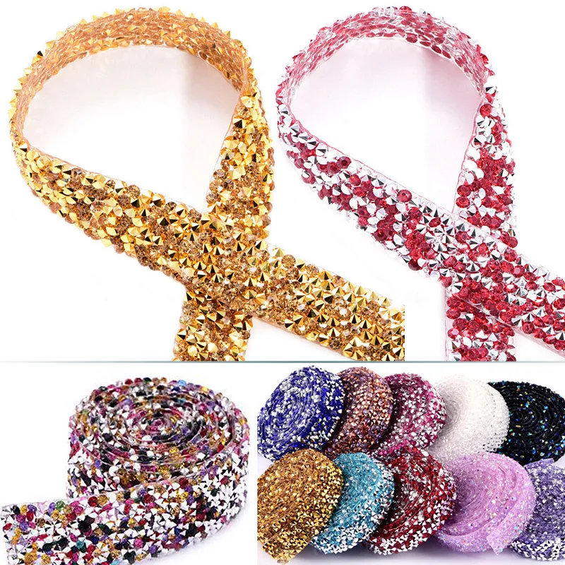 

5 Yard Square Glass Crystal Rhinestone Trim Hot Fix Tape Glass Ribbon DIY Garment Wedding Dress Accessories Decoration Crafts